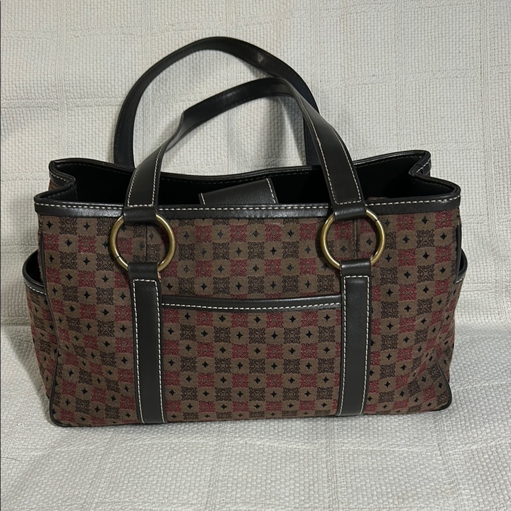 Villager/A Liz Claiborne Company Patterned Brown and Black Tote Bag
